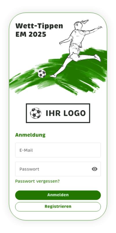 Wir erstellen Ihr eigenes Tippspiel zur Frauen Fußball Europameisterschaft 2025 in nur wenigen Tagen. Mit einer optimalen intuitiv bedienbaren Benutzeroberfläche kann jeder Mitarbeitende die App nutzen.